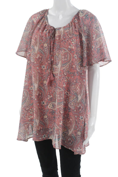 Show Me Your Mumu Women Tunic Pink Paisley Sleeveless Drawstring Size M