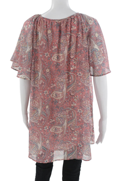 Show Me Your Mumu Women Tunic Pink Paisley Sleeveless Drawstring Size M