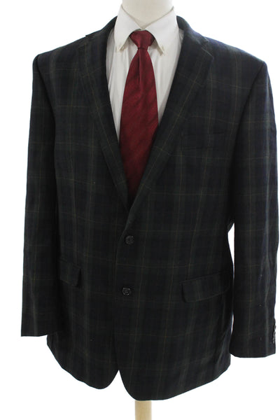 Lauren Ralph Lauren Mens Dark Blue Plaid Wool Blazer Size 48