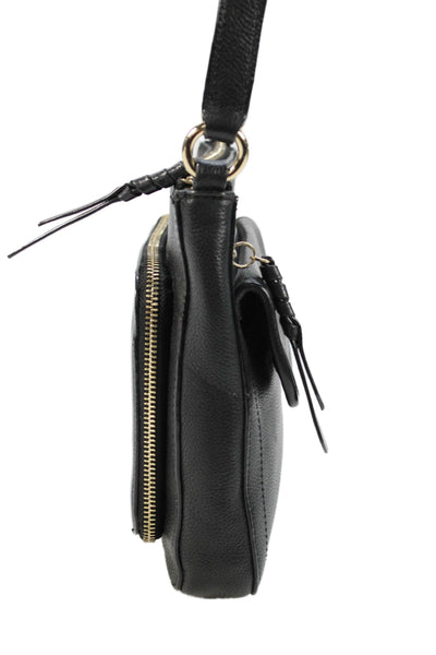 Cole Haan Womens Small Leather Zippered Crossbody Handbag Black