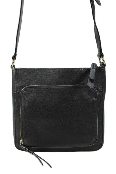 Cole Haan Womens Small Leather Zippered Crossbody Handbag Black