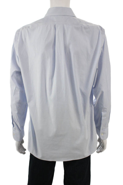 Brooks Brothers Mens Cotton Striped Button Down Shirt Blue Size 34