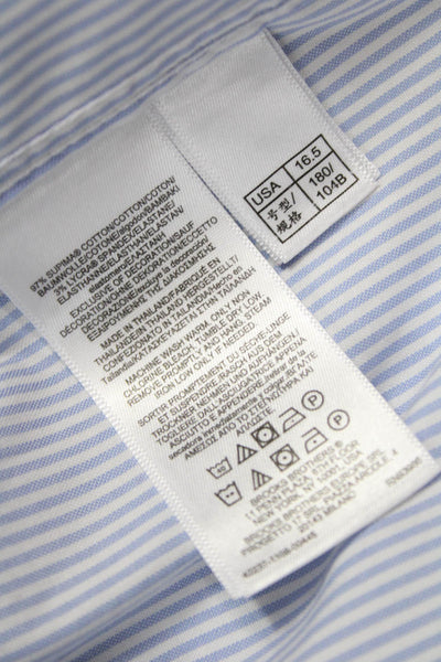 Brooks Brothers Mens Cotton Striped Button Down Shirt Blue Size 34