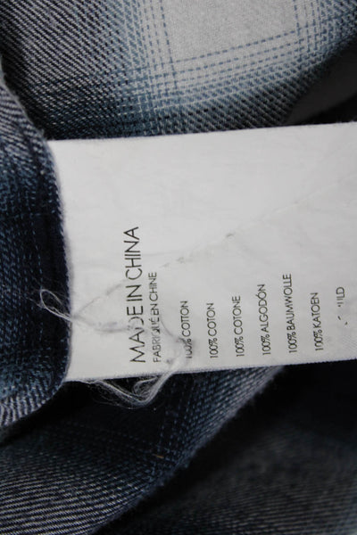 Club Monaco Women Black Plaid Cotton Collared Long Sleeve Button-Up Top Size S