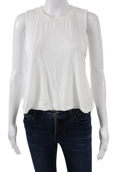 Carbon 38 Women Cropped Tank White Crew Neck Basic Size S