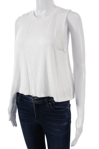 Carbon 38 Women Cropped Tank White Crew Neck Basic Size S