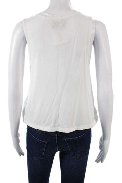 Carbon 38 Women Cropped Tank White Crew Neck Basic Size S
