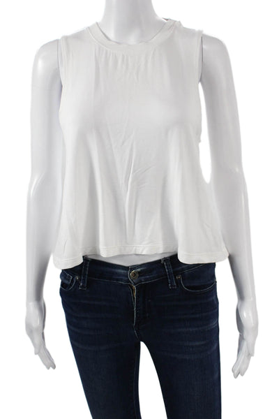 Carbon 38 Womens Cropped Basic White Tank Sleeveless Crew Neck Size S