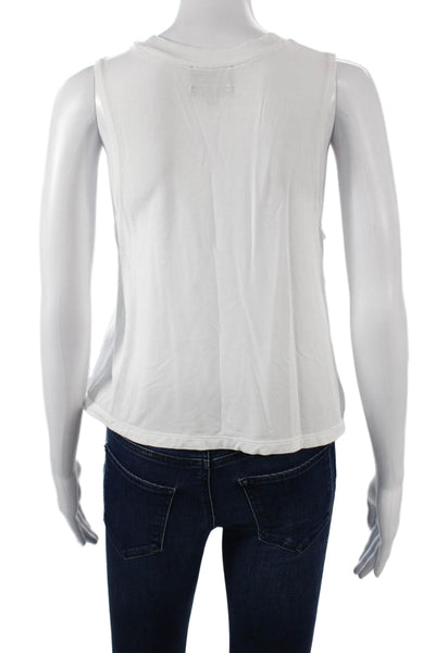 Carbon 38 Womens Cropped Basic White Tank Sleeveless Crew Neck Size S