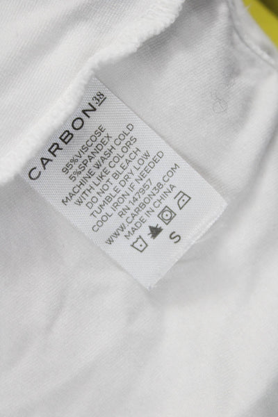 Carbon 38 Womens Cropped Basic White Tank Sleeveless Crew Neck Size S