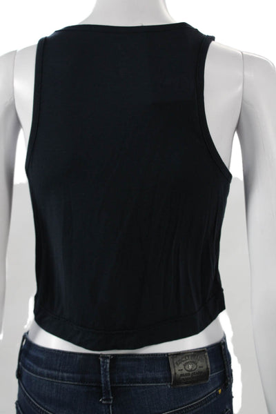 Splits 59 Women Cropped Black Sleeveless Tank Viscose Spandex Neck Size XS