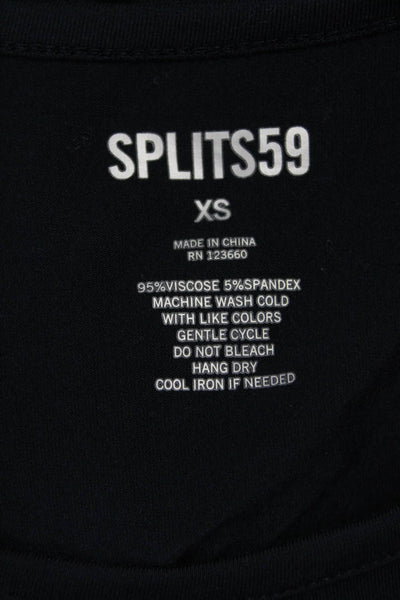 Splits 59 Women Cropped Black Sleeveless Tank Viscose Spandex Neck Size XS