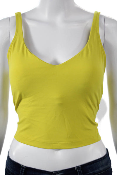 Lululemon Womens Yellow Cropped Camisole V Neck Nylon Solid Size 12