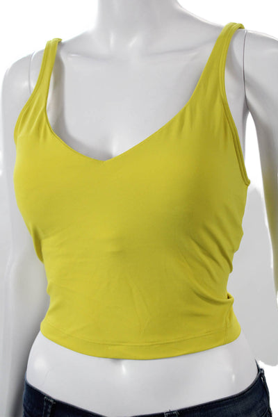 Lululemon Womens Yellow Cropped Camisole V Neck Nylon Solid Size 12