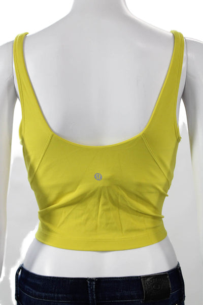 Lululemon Womens Yellow Cropped Camisole V Neck Nylon Solid Size 12