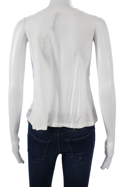 Carbon 38 Womens Cropped Basic Tank White Cotton Sleeveless Crew Neck Size S