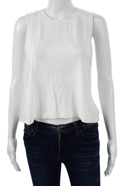 Carbon 38 Women Cropped Basic Sleeveless Tank White Viscose Spandex Size S