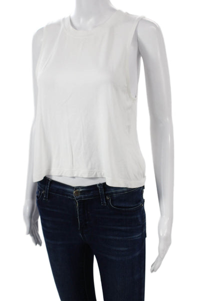 Carbon 38 Women Cropped Basic Sleeveless Tank White Viscose Spandex Size S