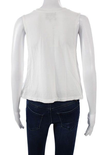 Carbon 38 Women Cropped Basic Sleeveless Tank White Viscose Spandex Size S