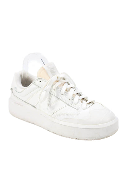 New Balance Womens Lace Up Leather Log Low Top Sneakers White Size 8.5