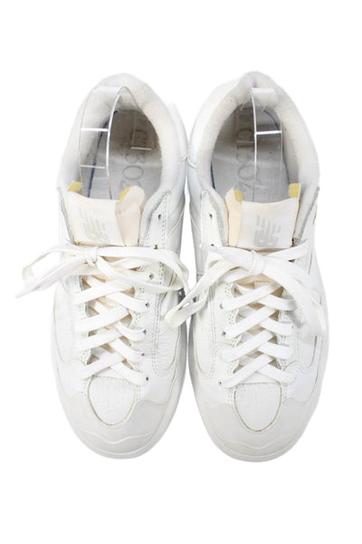 New Balance Womens Lace Up Leather Log Low Top Sneakers White Size 8.5