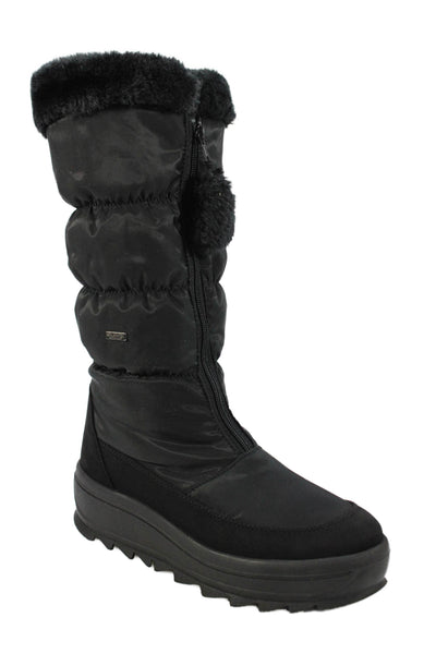 Pajar Womens Front Zip Wedge Heel Platform Nylon Knee High Boots Black Size 10