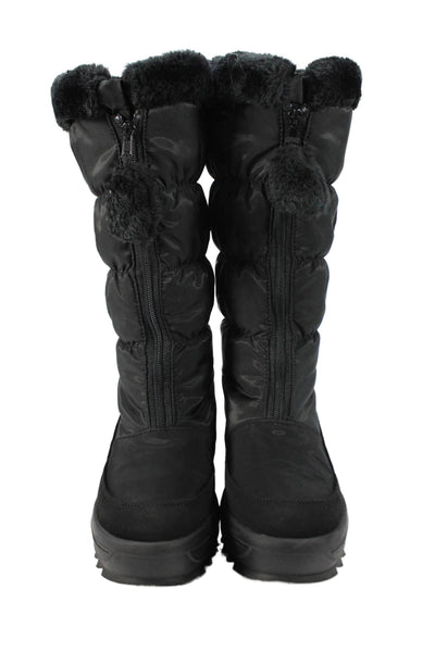 Pajar Womens Front Zip Wedge Heel Platform Nylon Knee High Boots Black Size 10