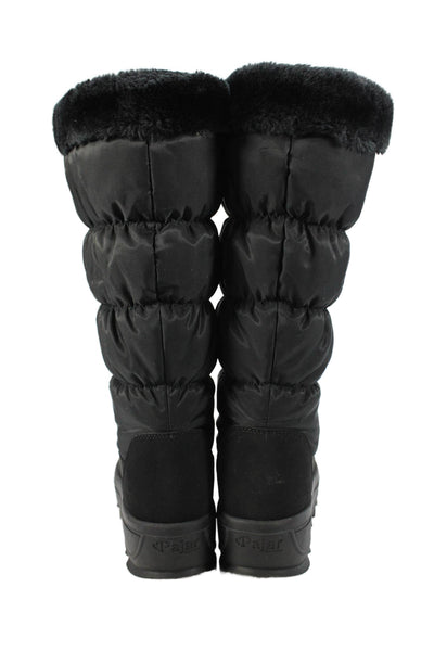 Pajar Womens Front Zip Wedge Heel Platform Nylon Knee High Boots Black Size 10