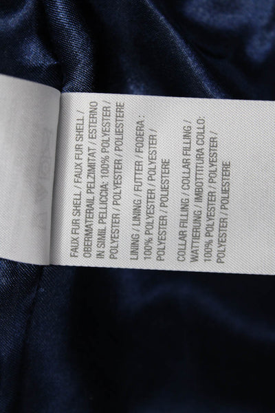 Dennis Basso Womens Navy Striped Collared Button Coat LS Size S