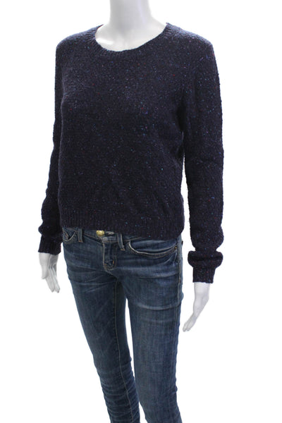 Theory Women Pullover Sweater Dark Blue Wool Mohair Angora Size S