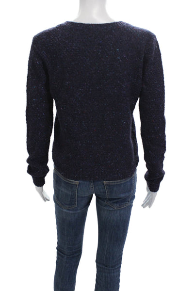Theory Women Pullover Sweater Dark Blue Wool Mohair Angora Size S