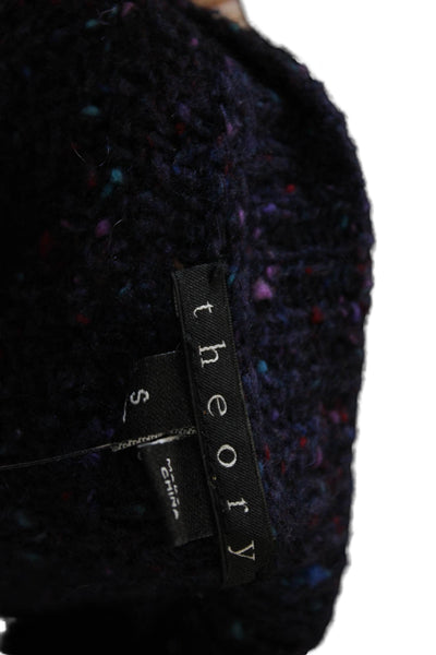 Theory Women Pullover Sweater Dark Blue Wool Mohair Angora Size S