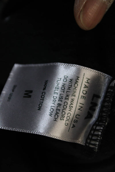 LNA Women Black Grunge 100% Cotton Long Sleeve T-Shirt Size M