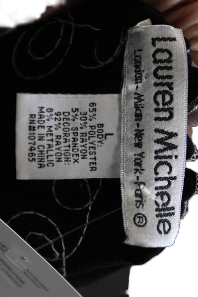 Lauren Michelle Womens Tunic Black Short Sleeve Round Neck Floral Size L