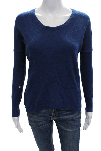 Allude Womens Dark Blue Wool Pullover Sweater Round Neck Long Sleeve Size S