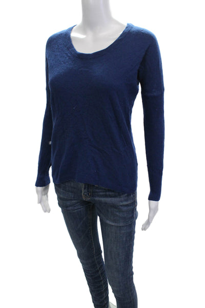 Allude Womens Dark Blue Wool Pullover Sweater Round Neck Long Sleeve Size S