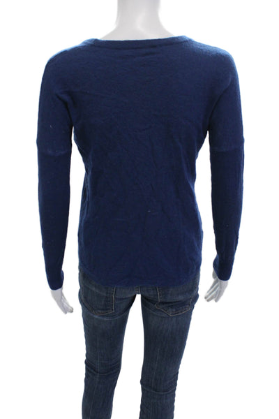 Allude Womens Dark Blue Wool Pullover Sweater Round Neck Long Sleeve Size S