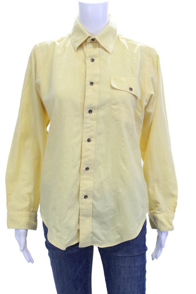 Saks Fifth Avenue Women Collared Button-Up Yellow Wool Long Sleeve Size M