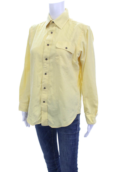 Saks Fifth Avenue Women Collared Button-Up Yellow Wool Long Sleeve Size M