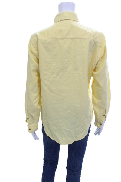 Saks Fifth Avenue Women Collared Button-Up Yellow Wool Long Sleeve Size M