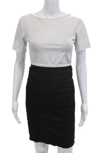 Emporio Armani Women Pencil Sheath Wool Black Skirt Button Knee Length Size S