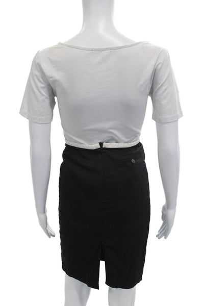 Emporio Armani Women Pencil Sheath Wool Black Skirt Button Knee Length Size S