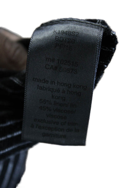 John Varvatos Mens Black Striped Linen Viscose Short Sleeve T-Shirt Size M