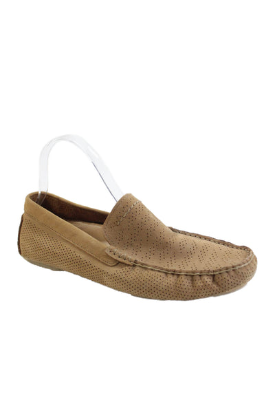 Ugg Mens Slip On Round Toe Perforated Leather Loafers Brown Size 8.5
