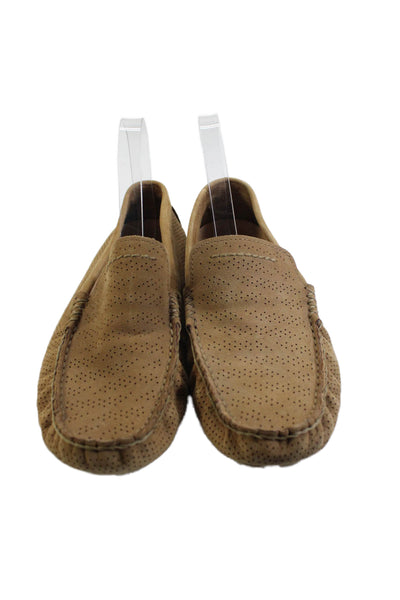 Ugg Mens Slip On Round Toe Perforated Leather Loafers Brown Size 8.5