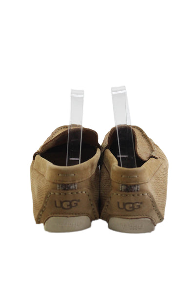 Ugg Mens Slip On Round Toe Perforated Leather Loafers Brown Size 8.5