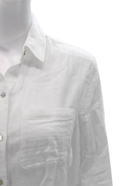 Rails Womens Basic Collared Button-Up Long Sleeve White Viscose Petite Size XS