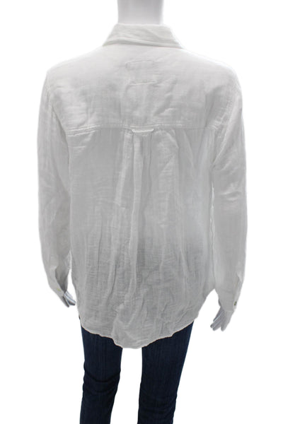 Rails Womens Basic Collared Button-Up Long Sleeve White Viscose Petite Size XS