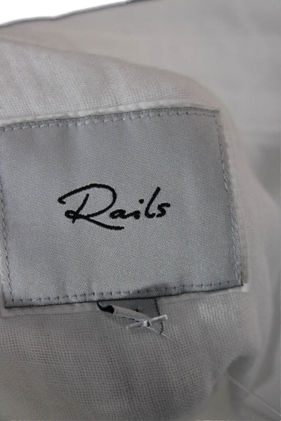 Rails Womens Basic Collared Button-Up Long Sleeve White Viscose Petite Size XS