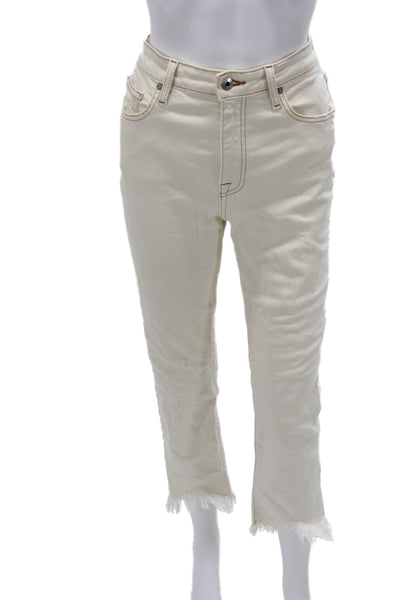 Jonathan Simkhai Women Ankle Cropped Jeans Beige Size 28